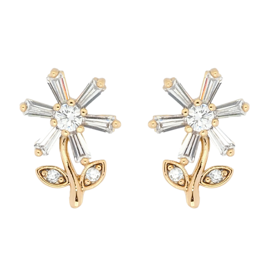 Серьги Xuping Позолота 18K пусеты Кристальные цветочки фото №1