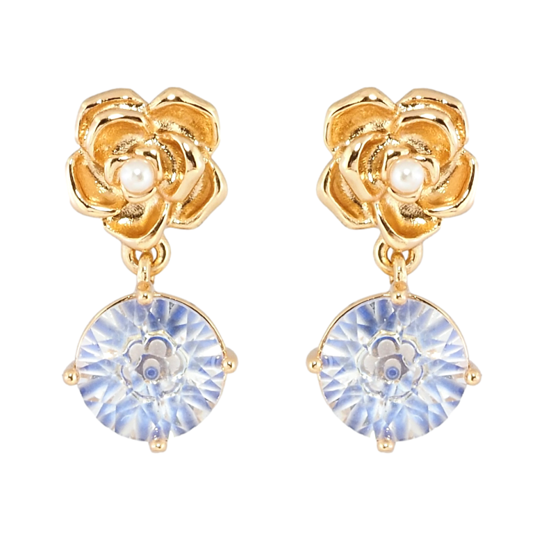 Серьги Xuping Позолота 18K пусеты Цветочки с декоративным синими фианитом фото №1 Серьги Xuping Позолота 18K пусеты Цветочки с декоративным синими фианитом фото №1