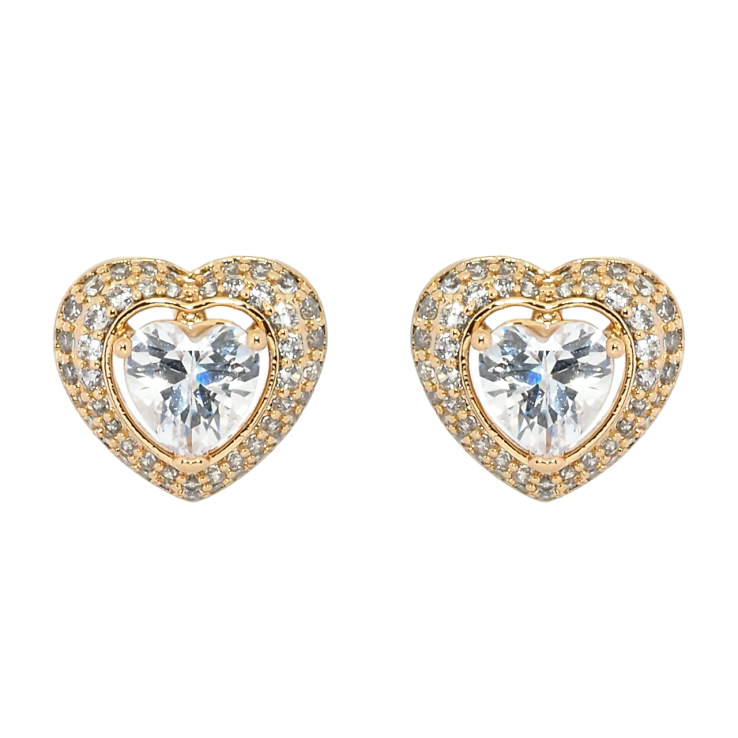 Сережки Xuping Позолота 18K пусети Серця з цирконієм фото №8