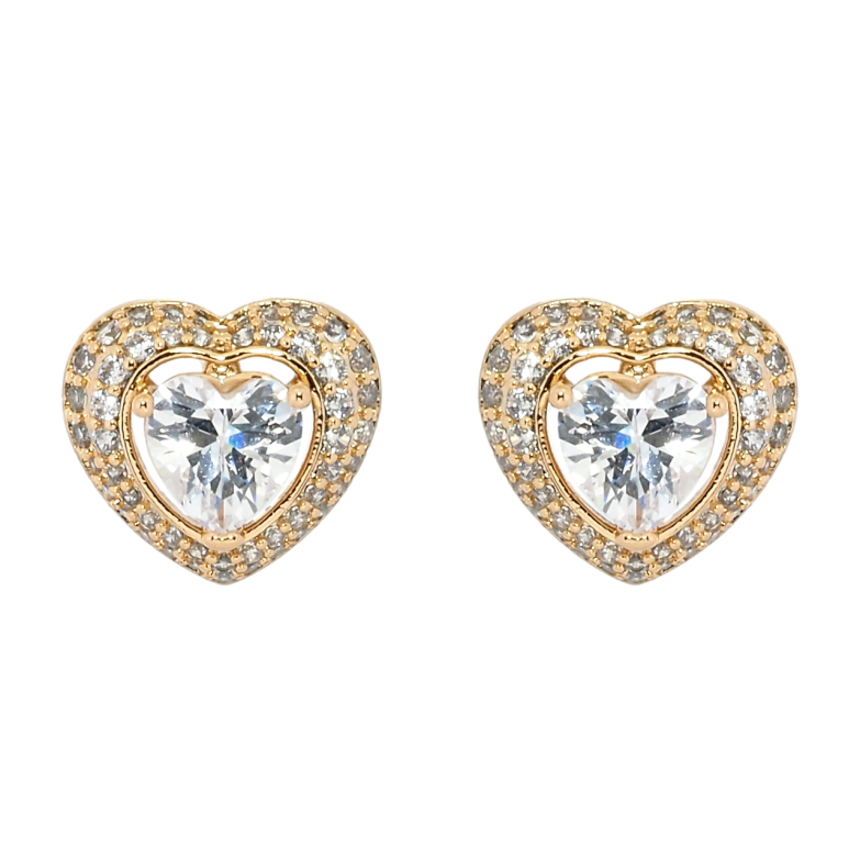 Серьги Xuping Позолота 18K пусеты Сердечки с цирконием фото №1