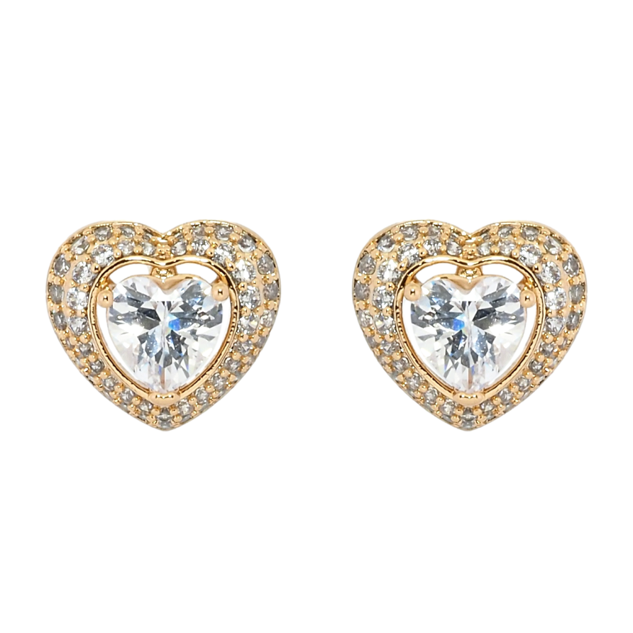 Серьги Xuping Позолота 18K пусеты Сердечки с цирконием фото №1