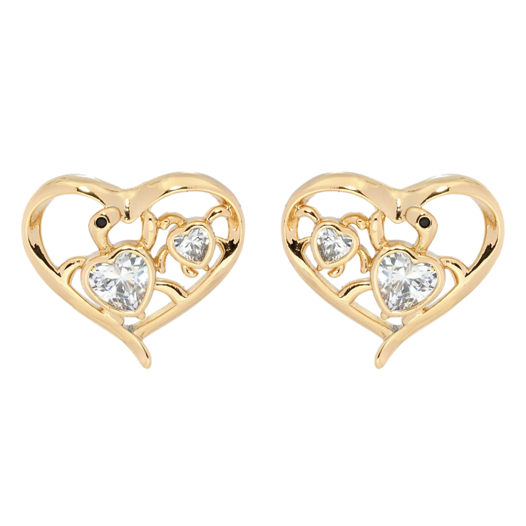 Серьги Xuping Позолота 18K пусеты Сердечки с черепашками фото №5