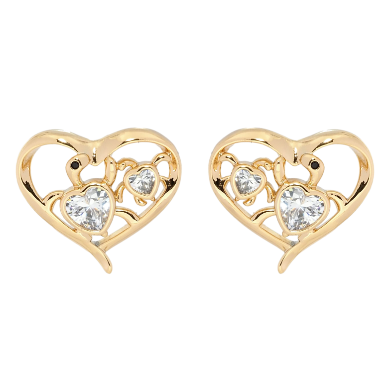 Сережки Xuping Позолота 18K пусети Серця з черепашками фото №4