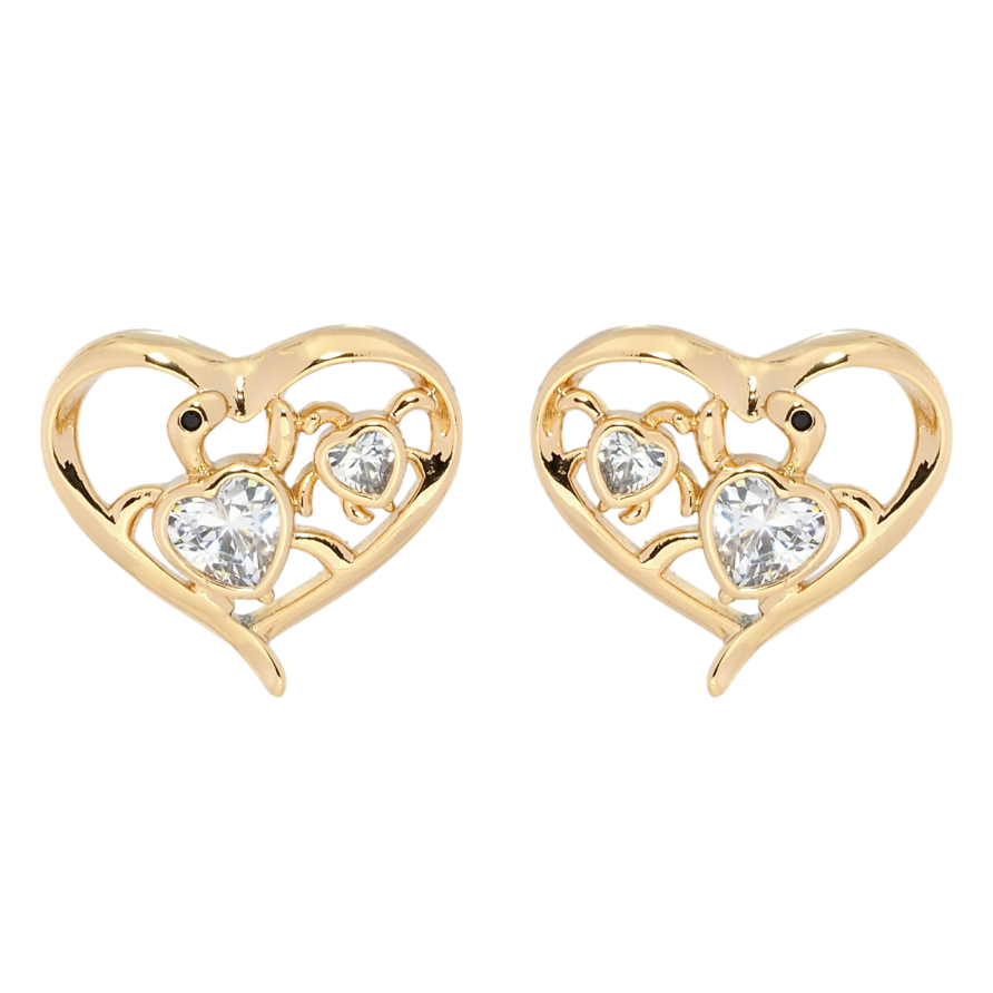Серьги Xuping Позолота 18K пусеты Сердечки с черепашками фото №1