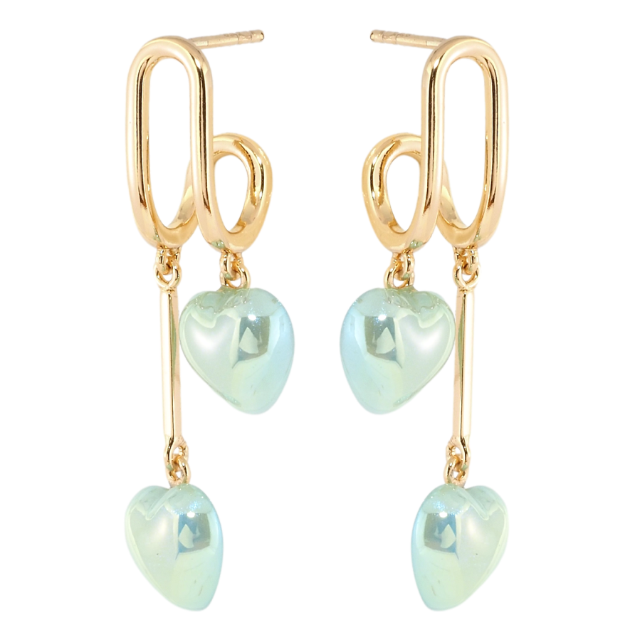 Сережки Xuping Позолота 18K пусети Декоративні підвіски з сердечками фото №1