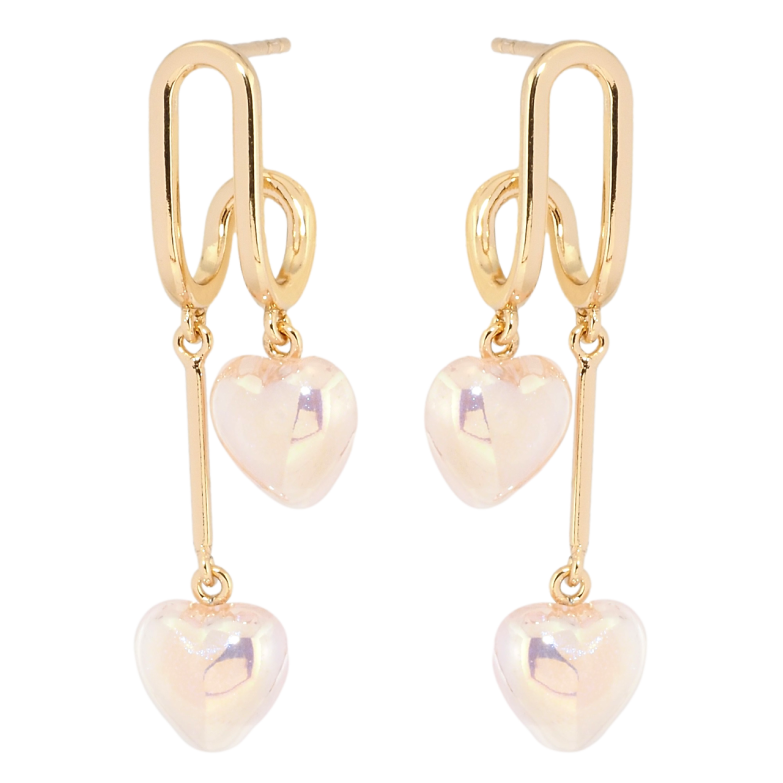 Сережки Xuping Позолота 18K пусети Декоративні підвіски з сердечками фото №1