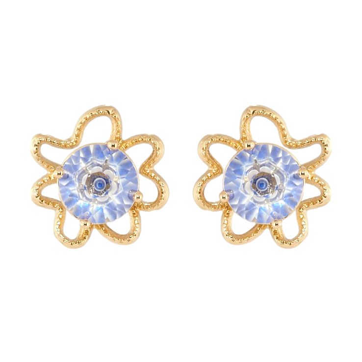 Сережки Xuping Позолота 18K пусети Квіточки з декоративним синім фіанітом фото №25
