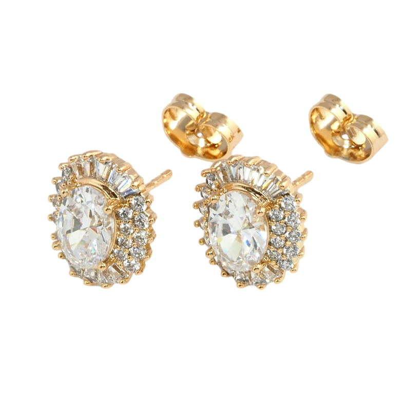 Серьги Xuping Позолота 18K пусеты Фианит в обрамлении циркония фото №1 Серьги Xuping Позолота 18K пусеты Фианит в обрамлении циркония фото №1