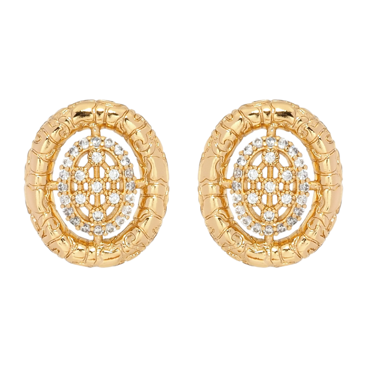 Сережки Xuping Позолота 18K пусети Декоративні овали з цирконієм фото №18