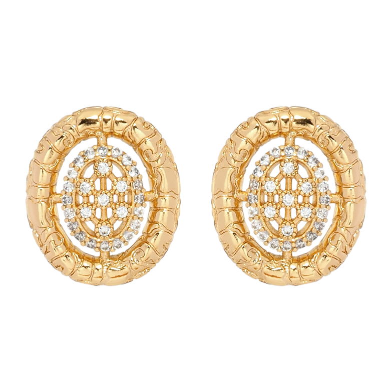 Сережки Xuping Позолота 18K пусети Декоративні овали з цирконієм фото №1