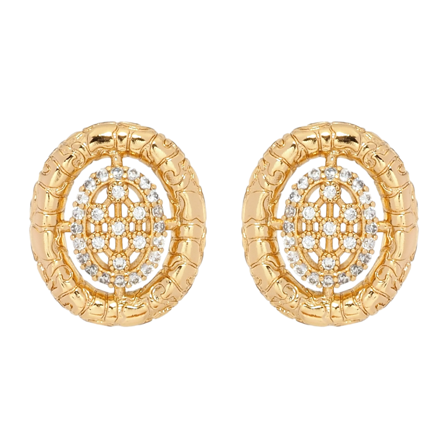 Сережки Xuping Позолота 18K пусети Декоративні овали з цирконієм фото №1