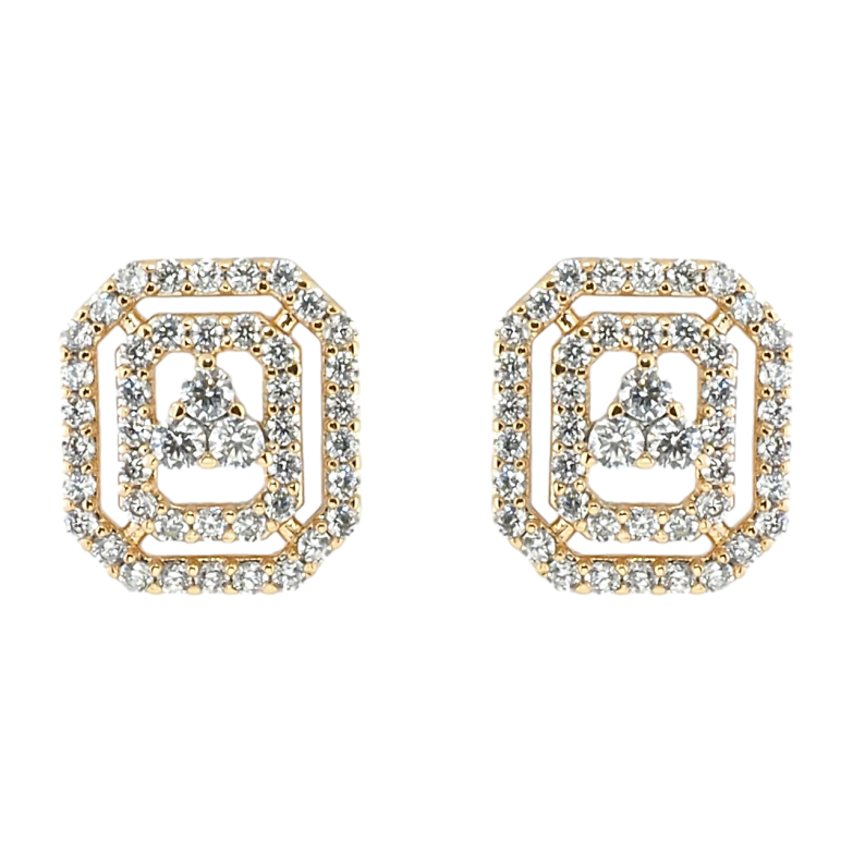 Серьги Xuping Позолота 18K пусеты Многогранники с цирконием фото №1