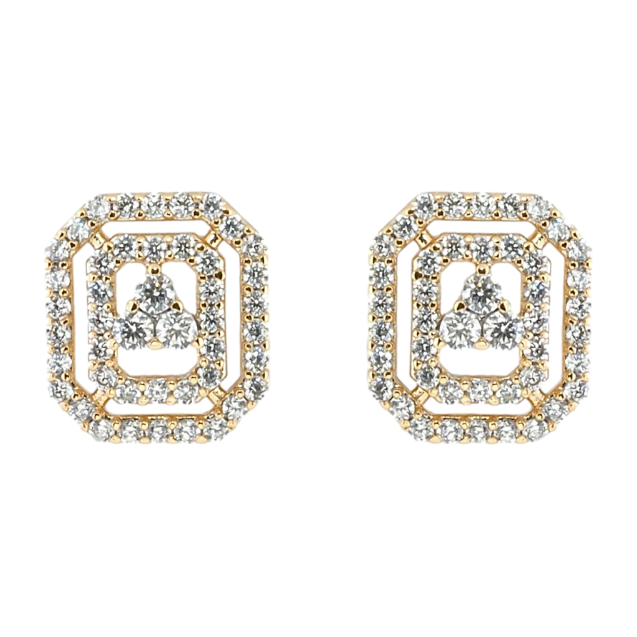 Сережки Xuping Позолота 18K пусети Багатогранники з цирконієм фото №1