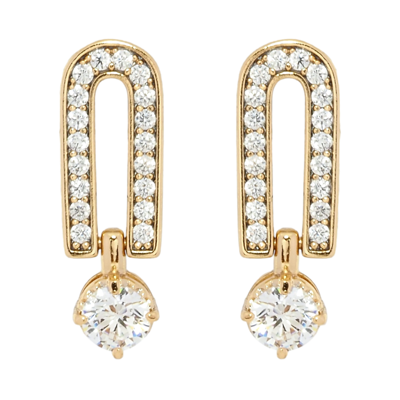 Сережки Xuping Позолота 18K пусети Декоративні з цирконієм фото №1