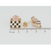 Серьги Xuping Позолота 18K пусеты Шахматный узор бело-черной эмалью с розовым фианитом фото №2