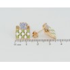 Серьги Xuping Позолота 18K пусеты Шахматный узор бело-зеленой эмалью с голубым фианитом фото №2