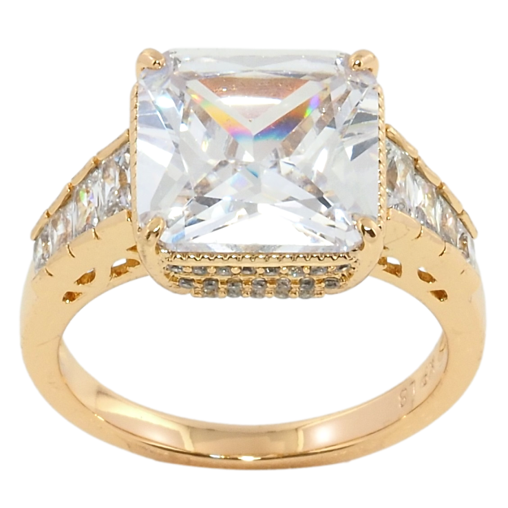 Кольцо Xuping Позолота 18K Крупный фианит фото №20