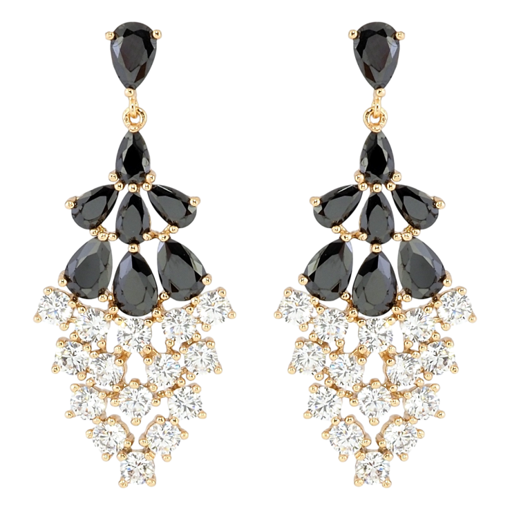Серьги Xuping QQMM Позолота 18K пусеты Изящные подвески с черными фианитами и цирконием фото №22
