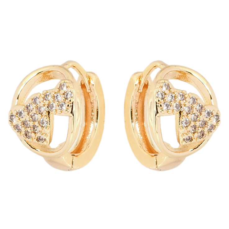 Серьги Xuping M&L Цвет 18K колечки Сердечки с цирконием фото №4