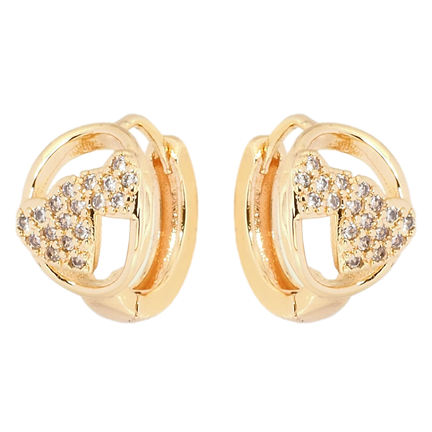 Серьги Xuping M&L Цвет 18K колечки Сердечки с цирконием фото №1