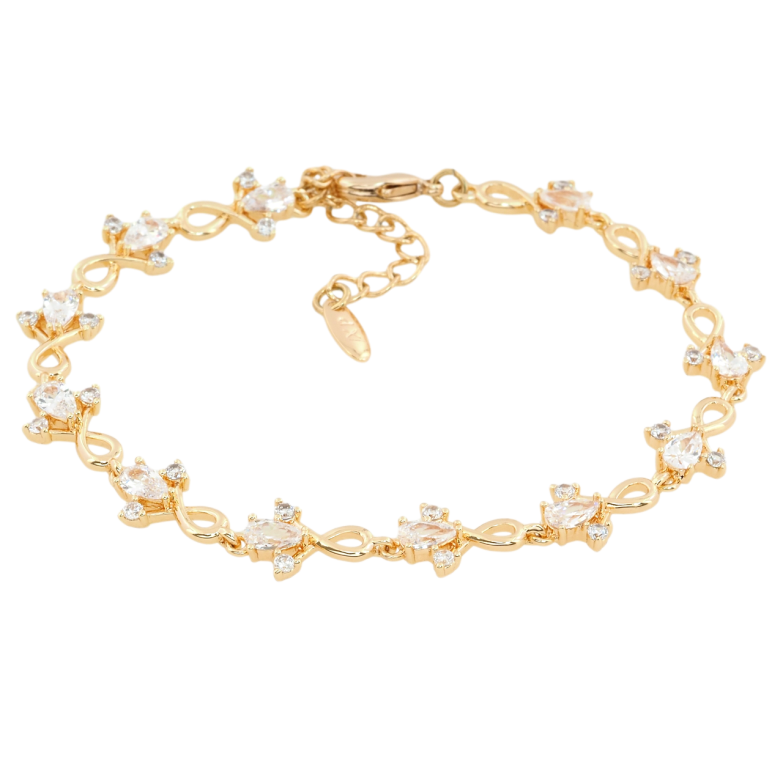 Браслет Xuping M&L Цвет 18К Кристальные цветочки длина с доп.цепочкой 16.5-20см х 3-7мм фото №1 Браслет Xuping M&L Цвет 18К Кристальные цветочки длина с доп.цепочкой 16.5-20см х 3-7мм фото №1