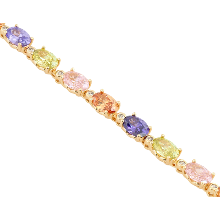 Браслет Xuping M&L Колір 18К Доріжка різнокольорових фіанітів довжина з доп.замком 17,19.5см х 5мм фото №6 Браслет Xuping M&L Колір 18К Доріжка різнокольорових фіанітів довжина з доп.замком 17,19.5см х 5мм фото №6