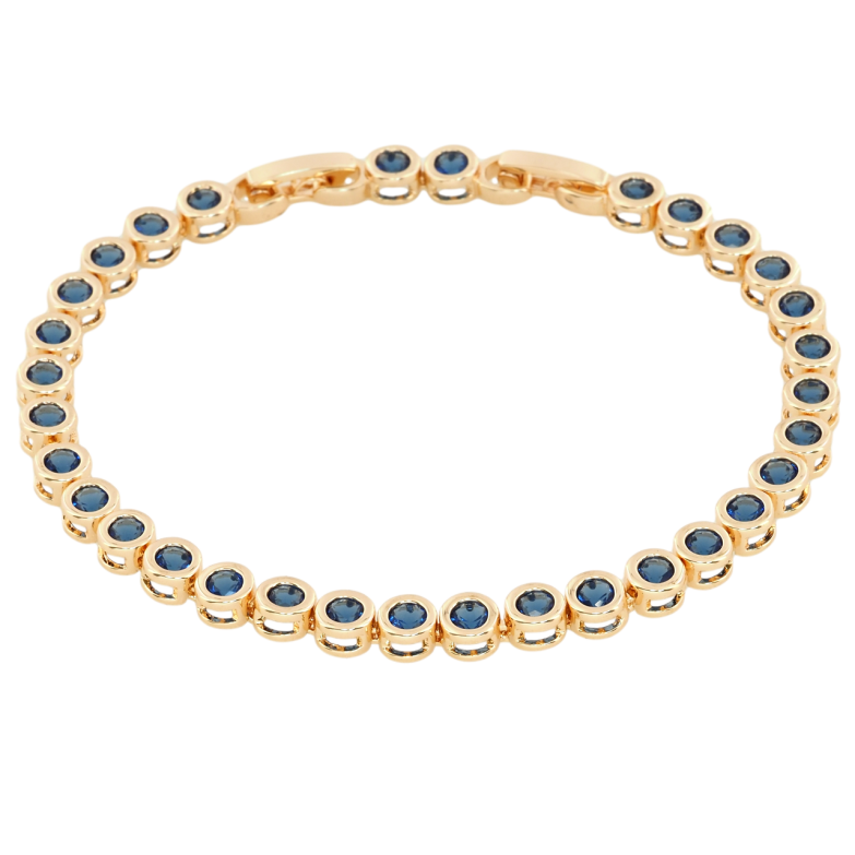 Браслет Xuping M&L Колір 18К Доріжка синіх фіанітів довжина з доп.замком 17.5,20см х 5мм фото №1