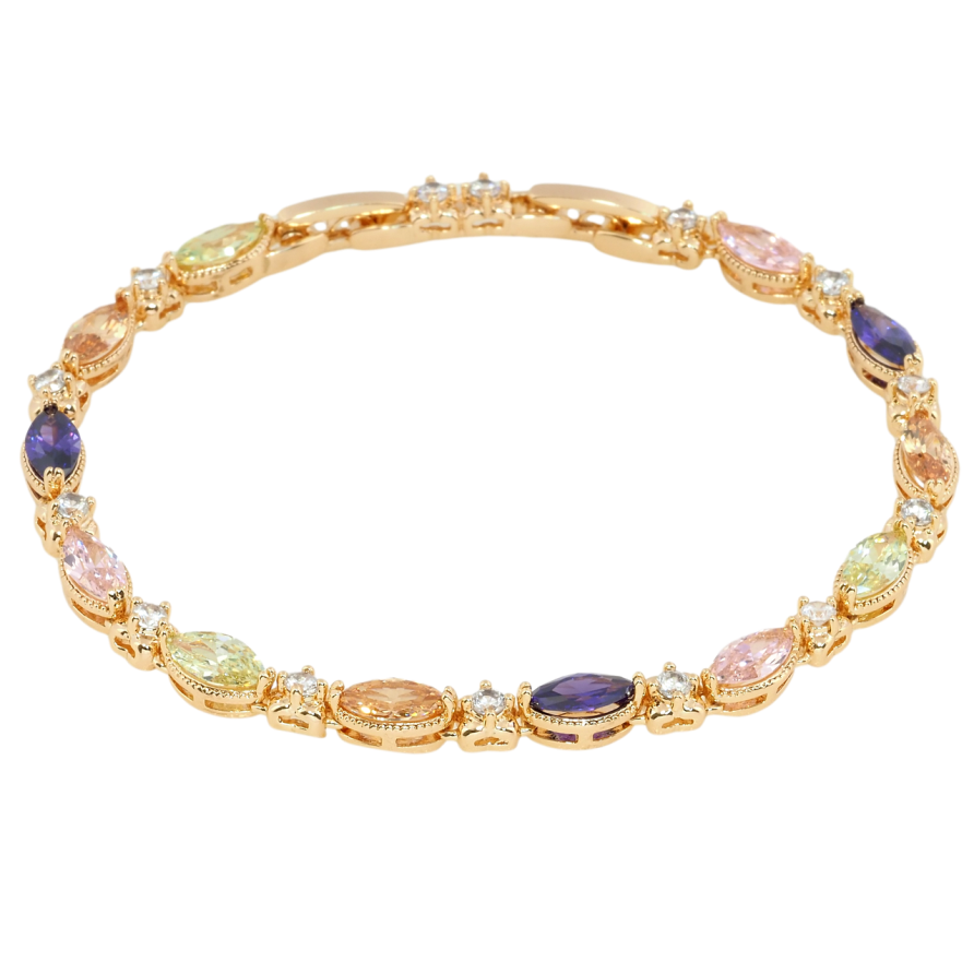 Браслет Xuping M&L Цвет 18К Дорожка цветных фианитов длина с доп.замком 17,19см х 4-5мм фото №1