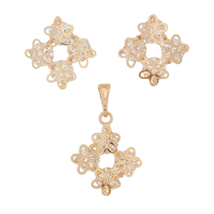 Набір Xuping M&L Колір 18K Сережки Кулон Віночки з кристалами фото №20 Набір Xuping M&L Колір 18K Сережки Кулон Віночки з кристалами фото №20