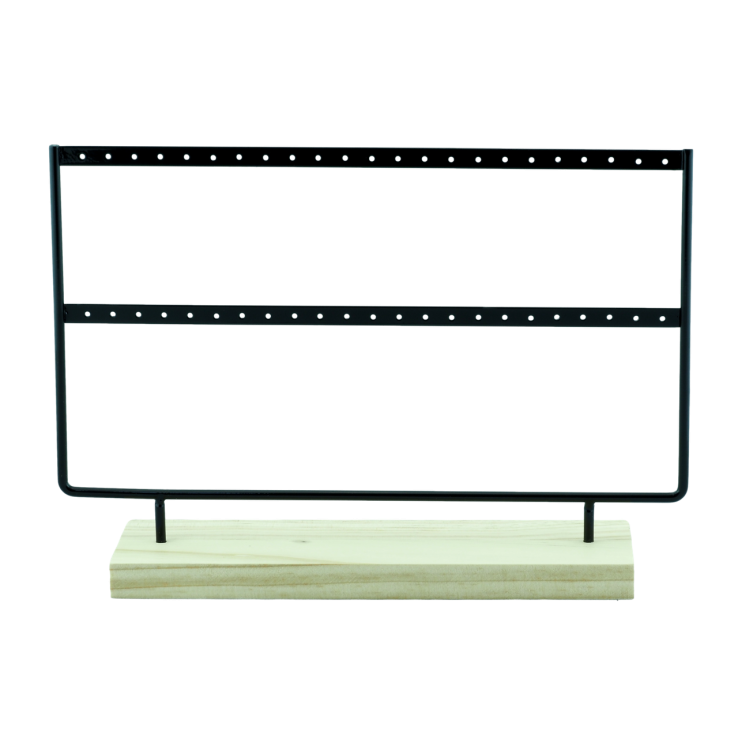 Підставка під сережки Металева чорна на дерев'яній підставці 20.5х29см (23 пари) фото №23