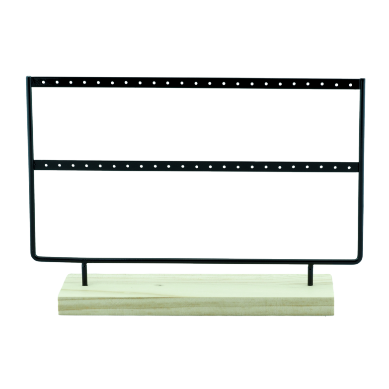 Підставка під сережки Металева чорна на дерев'яній підставці 20.5х29см (23 пари) фото №4