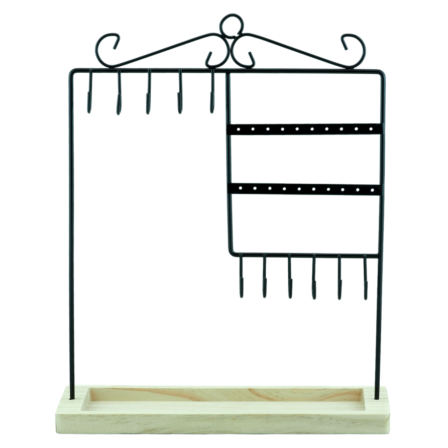 Підставка під сережки ланцюжки браслети Металева чорна 34х27.5см (10 пар, 11 гачків) фото №1