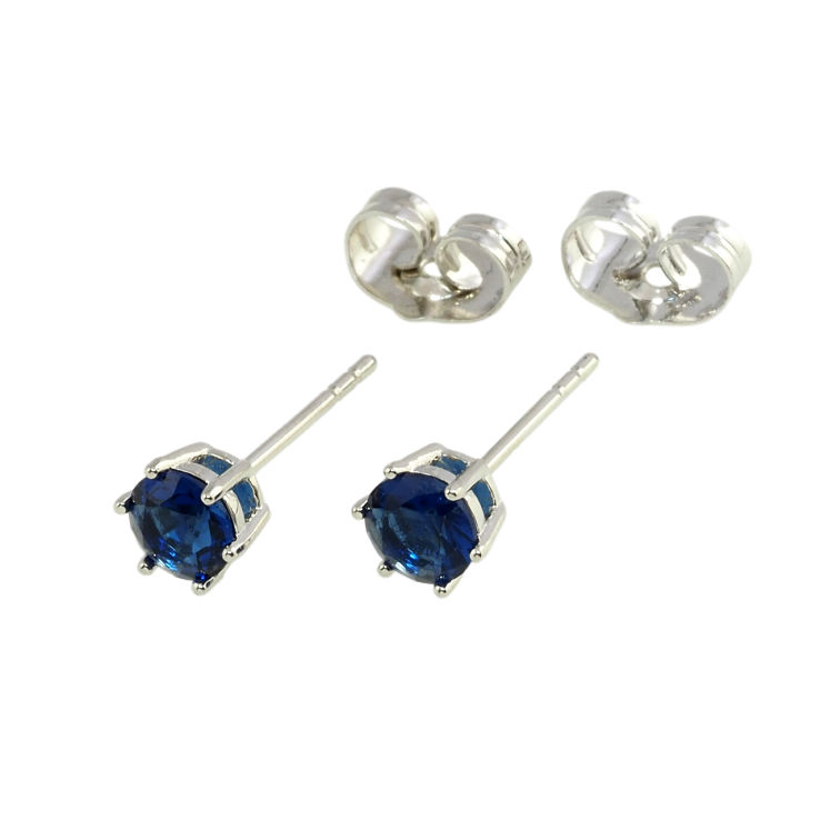 Серьги Xuping Родий пусеты Синие фианиты в 6-ти крапановой оправе ø 5мм фото №15