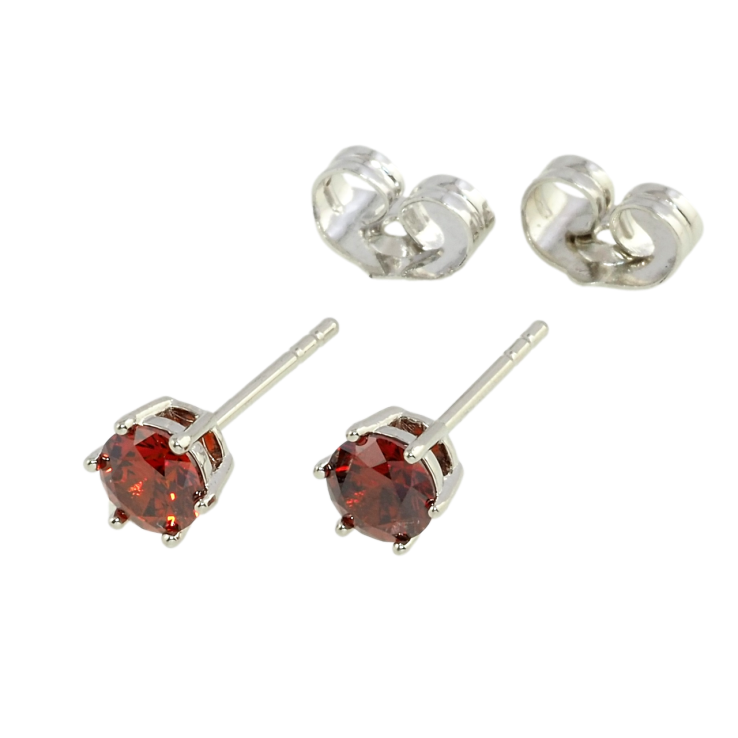 Серьги Xuping Родий пусеты Красные фианиты в 6-ти крапановой оправе ø 5мм фото №25