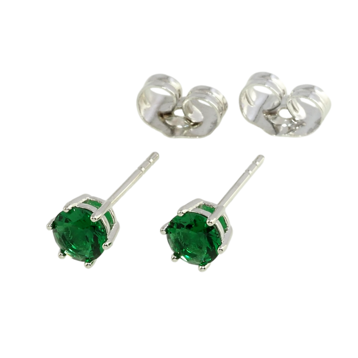 Сережки Xuping Родій пусети Зелені фіаніти в 6-ти крапановій оправі ø 5мм фото №5