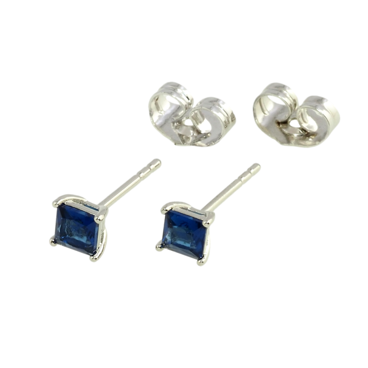 Сережки Xuping Родій пусети Сині фіаніти в 4-х крапановій оправі 4х4мм фото №12
