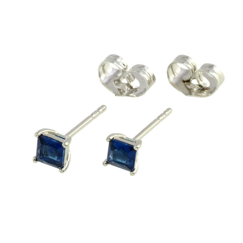 Серьги Xuping Родий пусеты Синие фианиты в 4-х крапановой оправе 4х4мм фото №1