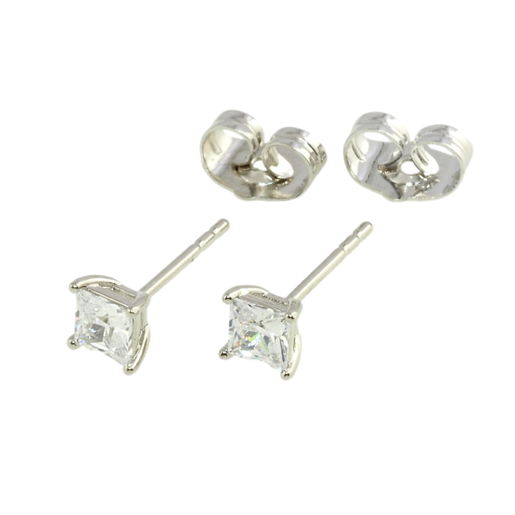 Серьги Xuping Родий пусеты Фианиты в 4-х крапановой оправе 4х4мм фото №14