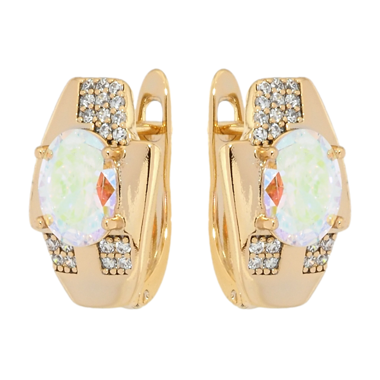 Сережки Xuping Позолота 18K англійський замок Райдужний фіаніт з інкрустацією цирконієм фото №1