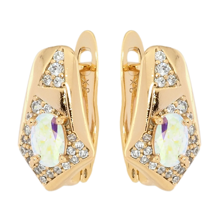 Сережки Xuping Позолота 18K англійський замок Декоративний візерунок з цирконієм та райдужним фіанітом фото №16