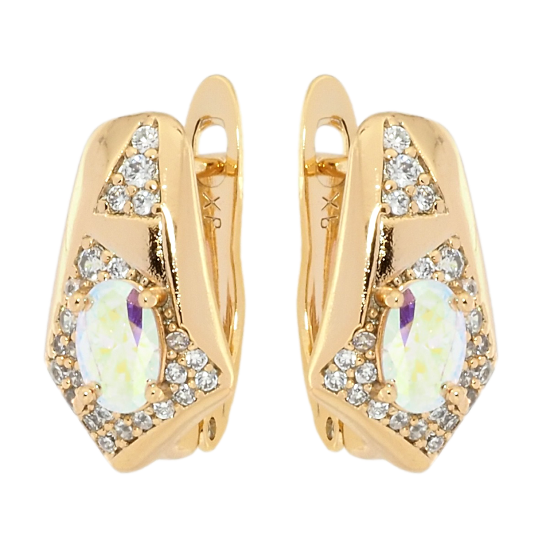 Сережки Xuping Позолота 18K англійський замок Декоративний візерунок з цирконієм та райдужним фіанітом фото №3