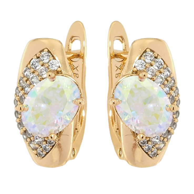 Сережки Xuping Позолота 18K англійський замок Декоративний візерунок з цирконієм та райдужним фіанітом фото №24