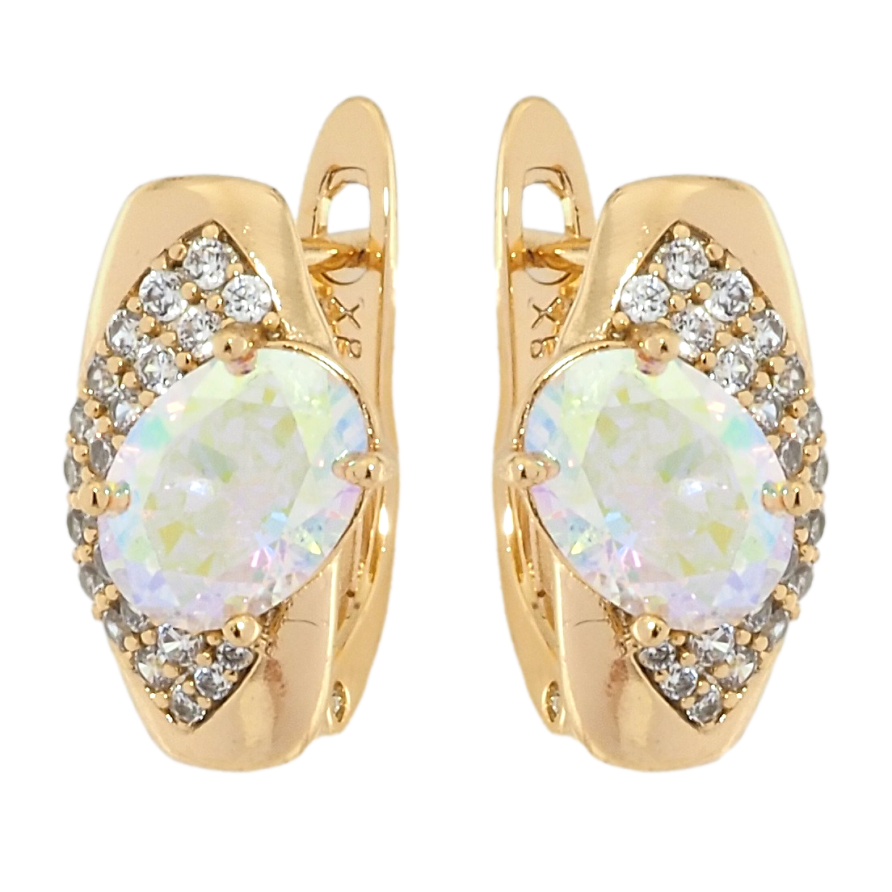 Серьги Xuping Позолота 18K английский замок Декоративный узор с цирконием и радужным фианитом фото №1