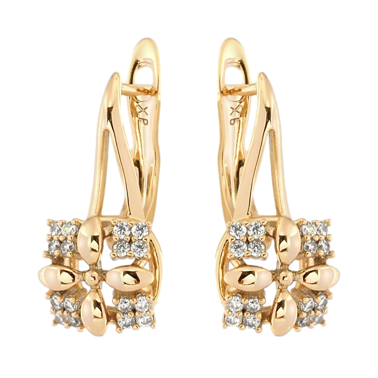 Сережки Xuping Позолота 18K англійський замок Квіточки з цирконієм фото №11