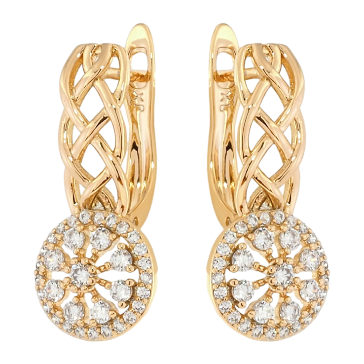 Серьги Xuping Позолота 18K английский замок Плетенная дужка с колечком циркония фото №23