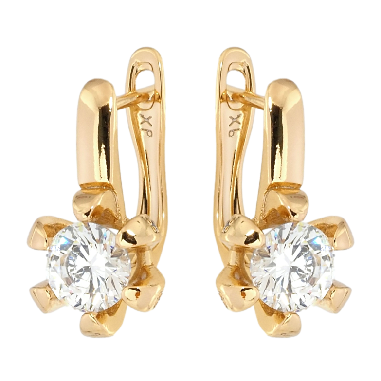 Сережки Xuping Позолота 18K англійський замок Квіточки з кристалами фото №1