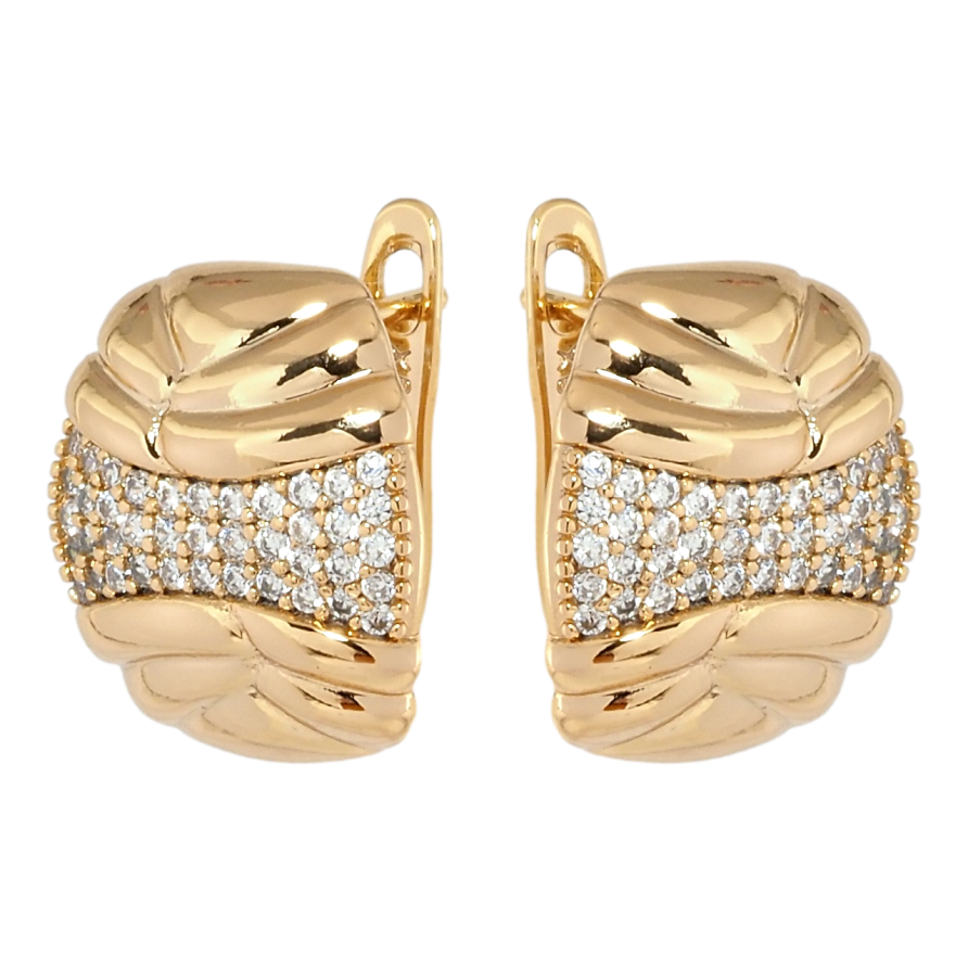 Сережки Xuping Позолота 18K англійський замок Інкрустація цирконієм фото №1