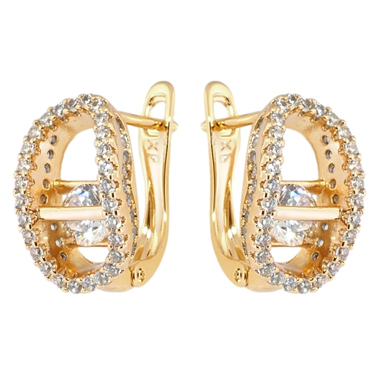 Сережки Xuping Позолота 18K англійський замок Декоративні овали з цирконієм фото №2