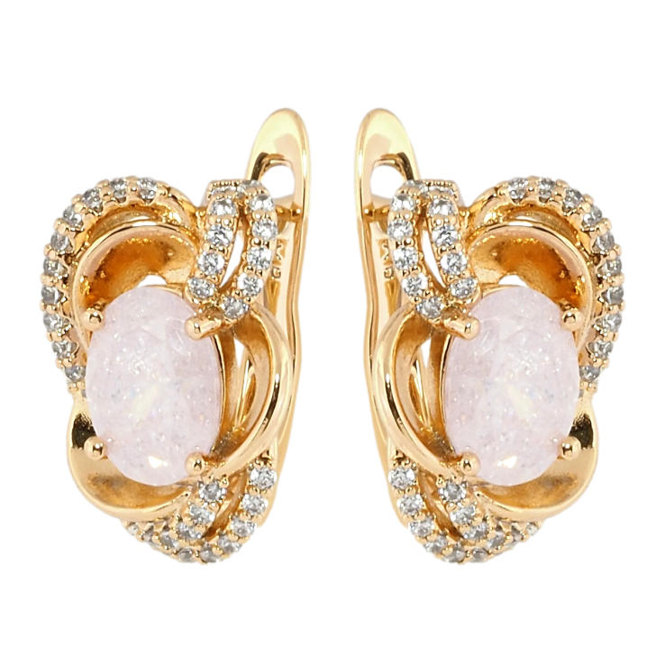 Сережки Xuping Позолота 18K англійський замок Квіткові мотиви з рожевими фіанітами і цирконієм фото №17