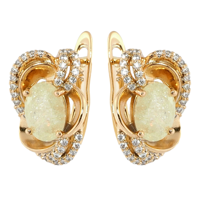 Серьги Xuping Позолота 18K английский замок Цветочные мотивы с желтыми фианитами и цирконием фото №1